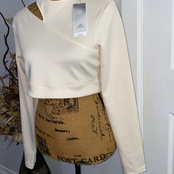 Adidas Cream Asymmetrical Women's Top - Picture 3 of 3